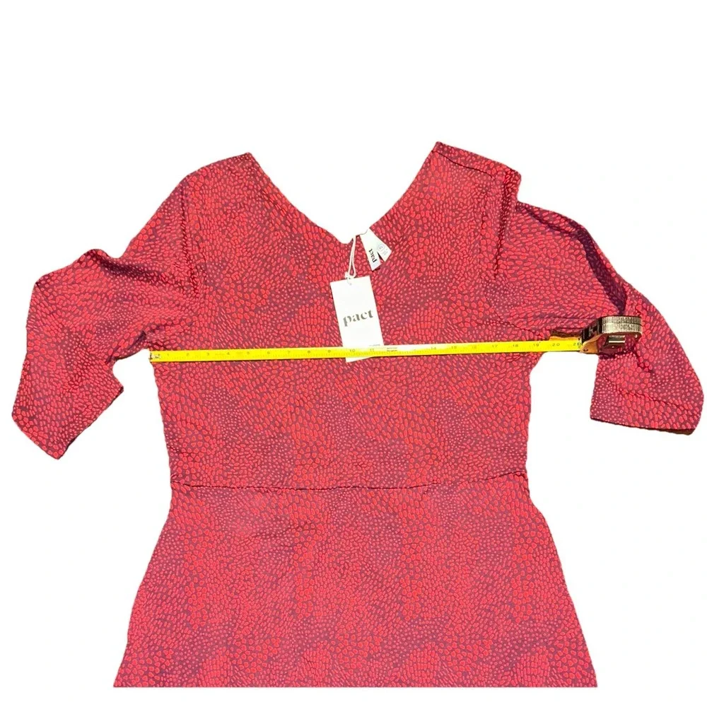 New Pact Dakota Dress 3/4 Sleeve Fit & Flare Midi Organic Cotton XL Pockets - Picture 5 of 7